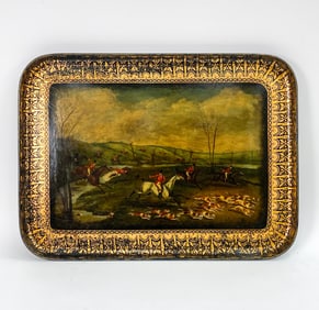 19TH C. HAND-PAINTED TOLEWARE SERVING TRAY