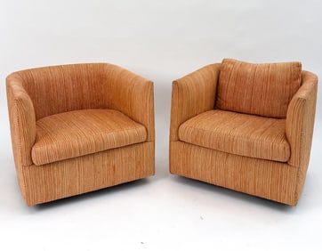 PAIR OF BLOOMINGDALES BARREL CLUB CHAIRS