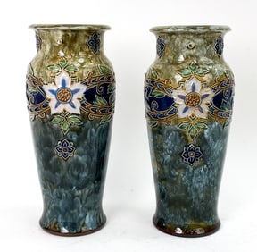 PAIR OF ROYAL DOULTON LAMBETH ART POTTERY VASES