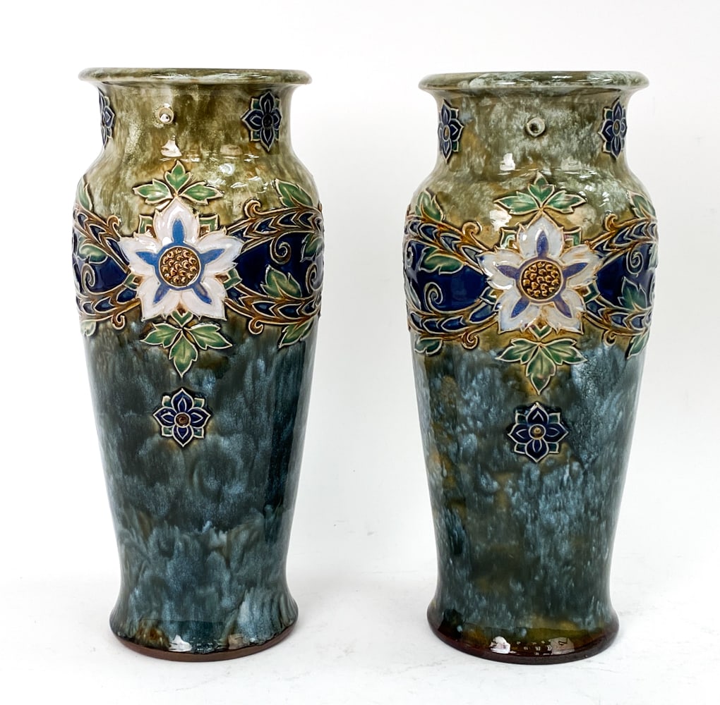 PAIR OF ROYAL DOULTON LAMBETH ART POTTERY VASES (1 of 14)