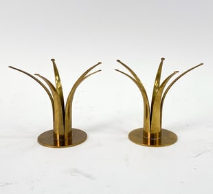 PAIR OF YSTAD SWEDISH BRASS CANDLEHOLDERS