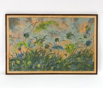 FRAMED ABSTRACT IMPRESSIONIST PRINT OF A FIELD