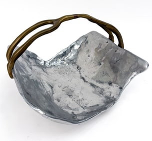 DAVID MARSHALL BRONZE & BRASS LOG HOLDER C. 1980S