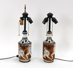 PAIR OF ITALIAN CERAMIC TABLE LAMPS