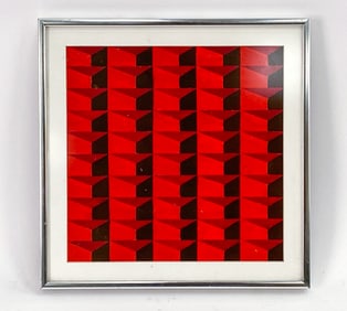 OP ART OIL PAINTING C. 1975