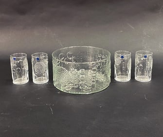 OIVA TOIKKA ARABIA FLORA FINNISH GLASSES & BOWL