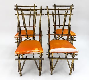 (4) CHINOISERIE STYLE FAUX BAMBOO CHAIRS