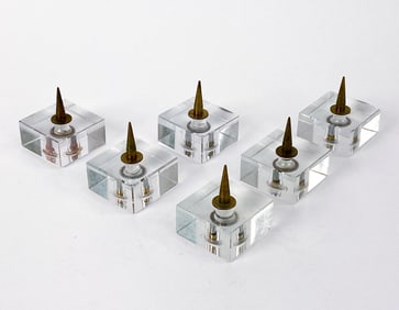 MID-CENTURY GLASS CUBE CANDLEHOLDER GROUPING