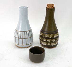 PAIR OF MARTZ POTTERY CARAFES & CUP