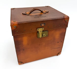 ANTIQUE A. DELION PARIS HAT BOX C. 1910S