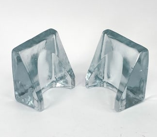 PAIR OF WAYNE HUSTED "BLENKO" SOLID GLASS BOOKENDS