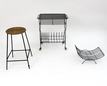 MID-CENTURY IRON FURNTITURE GROUPING