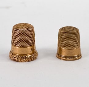 (2) ANTIQUE GOLD THIMBLES
