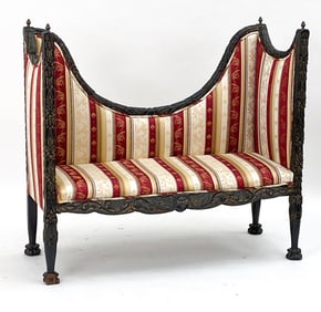 VICTORIAN STYLE CARVED HIGH BACK SETTEE 20TH C.