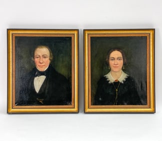 PAIR OF 19TH C. FORMAL PORTRAITS O/C