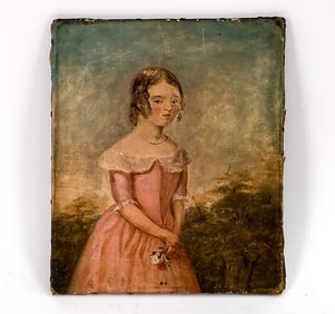 19TH CENTURY PORTRAIT OF YOUNG LADY O/C