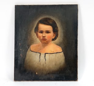 19TH C. PORTRAIT OF YOUNG GIRL O/C