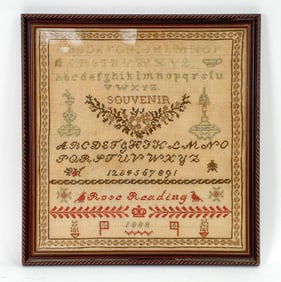 19TH C. NEEDLEWORK ALPHABET SAMPLER