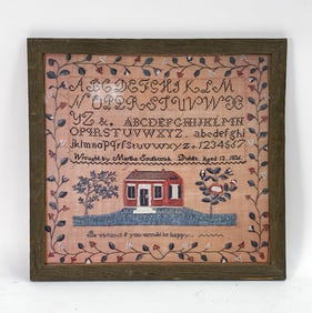 FRAMED REPRODUCTION PRINT OF NEEDLEPOINT SAMPLER