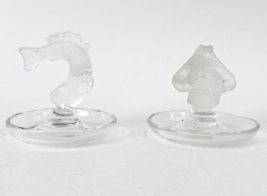 (2) LALIQUE "ROXANE" CRYSTAL RING HOLDERS