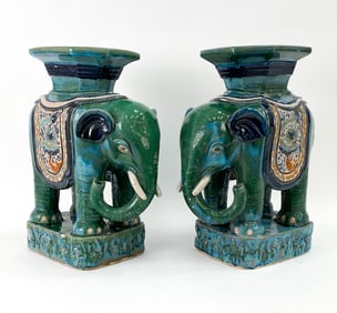 PAIR OF VIETNAMESE CERAMIC ELEPHANT STOOLS
