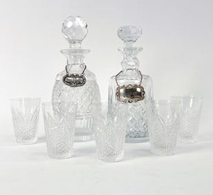 DECANTERS AND BARWARE GLASSES GROUPING
