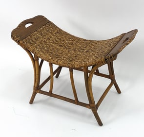 VINTAGE BAMBOO AND RATTAN BENCH