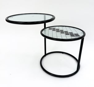 STEFANO CEVOLI GLASS & METAL SIDE TABLE