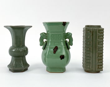 RU & GU STYLE CHINESE CERAMIC VASE GROUPING