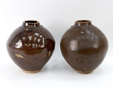 PAIR VIETNAMESE STONEWARE VESSELS