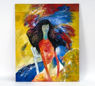MODERNIST VIETNAMESE PORTRAIT O/C