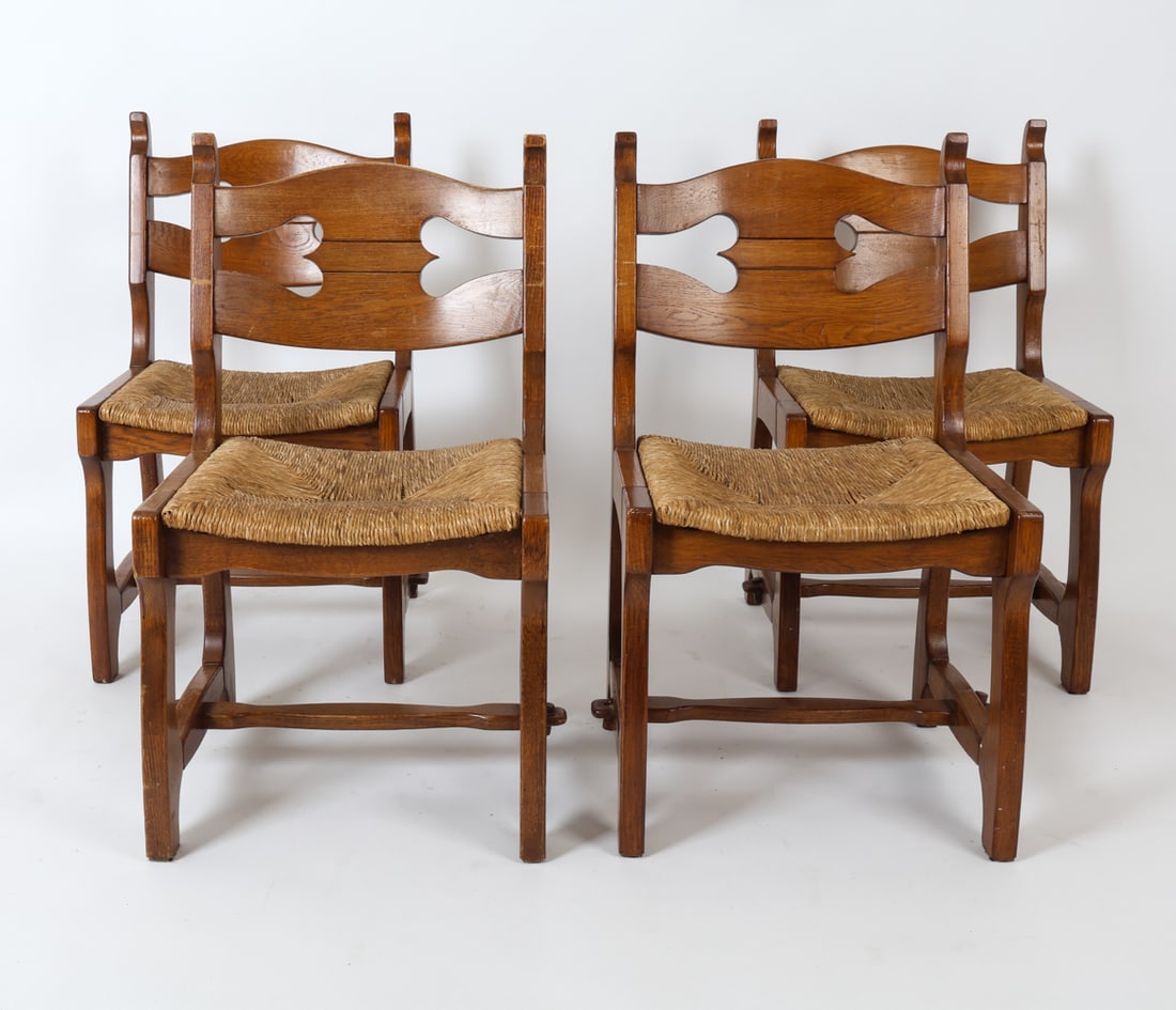 (4) STYLE OF GUILLERME DUTCH OAK & RUSH CHAIRS (1 of 17)