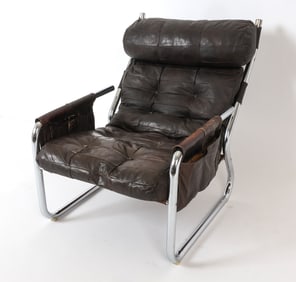 ATTR. GILIS LUNGREN "PIXI" LEATHER LOUNGE CHAIR