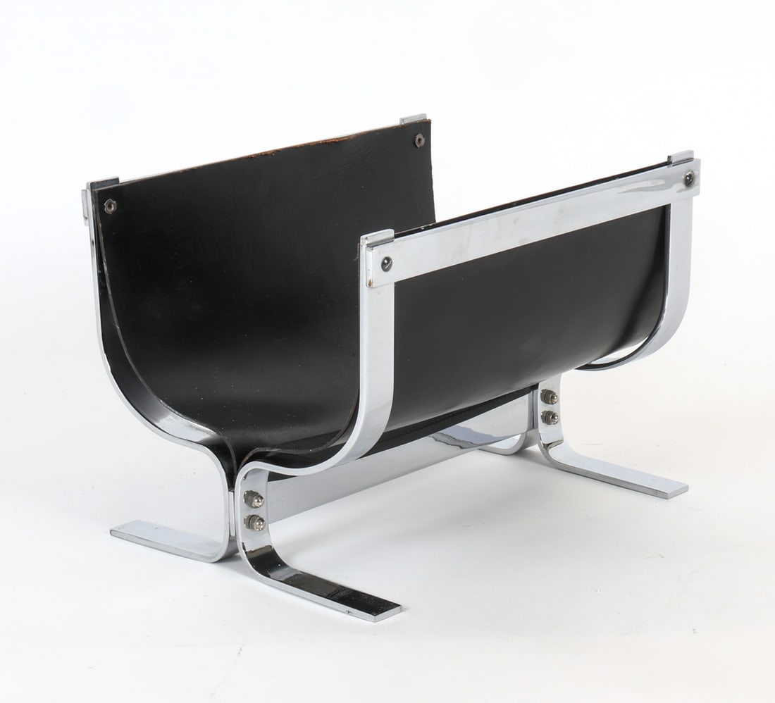 ALESSANDRO ALBRIZZI LEATHER & CHROME LOG HOLDER (1 of 15)