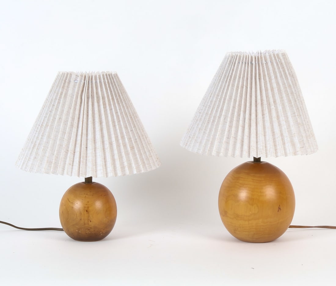 PAIR OF SCANDINAVIAN PINE TABLE LAMPS CIRCA 1960'S (1 of 13)