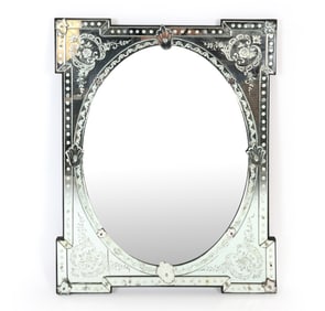 ITALIAN VENETIAN ETCHED GLASS MIRROR