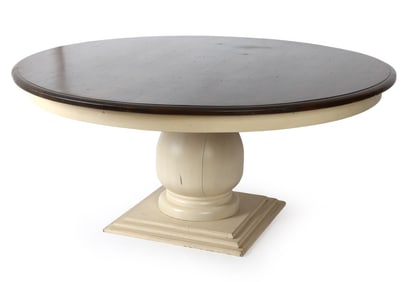 MONUMENTAL PINE PEDESTAL ROUND TOP DINING TABLE