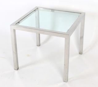CONTEMPORARY GLASS & CHROME SIDE TABLE