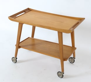 MID-CENTURY GERMAN BEECH BAR CART CIRCA 1960'S