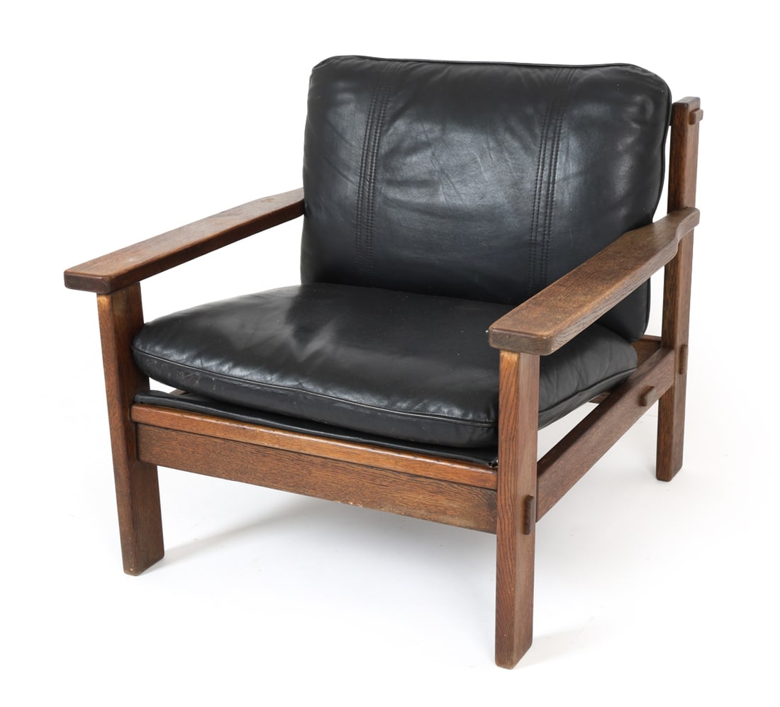 MANNER OF CARL STRAUB LEATHER LOUNGE CHAIR 1970'S (1 of 15)