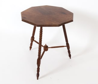 ART DECO DUTCH OAK OCTAGONAL SIDE TABLE C. 1930'S