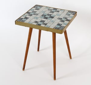 MID-CENTURY DANISH MOSAIC TILE SIDE TABLE