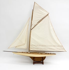 LARGE WOODEN MODEL SHIP OF "COLUMBIA" RACING YACHT