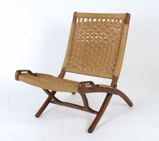 WEGNER STYLE ROPE FOLDING CHAIR C. 1960S