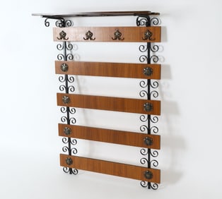 DUTCH TEAK AND IRON COAT RACK CIRCA 1970'S