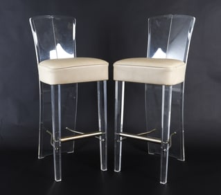 PAIR OF ACRYLIC BAR STOOLS