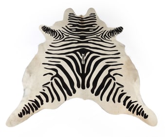 VINTAGE BRAZILIAN ZEBRA PRINT COWHIDE RUG