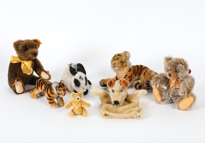 VINTAGE STEIFF STUFFED ANIMAL PLUSH TOYS GROUPING