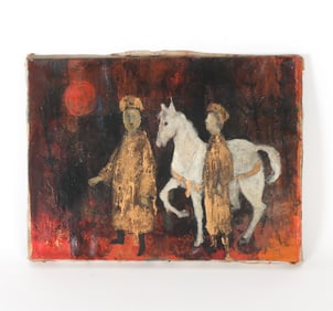 VINTAGE FIGURATIVE PAINTING OIL ON CANVAS