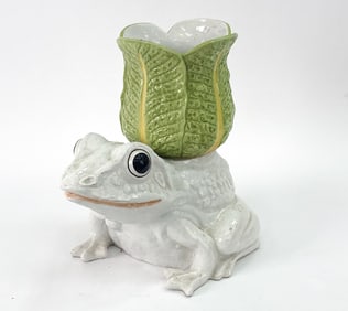 ITALIAN CERAMIC GARDEN FROG PLANTER